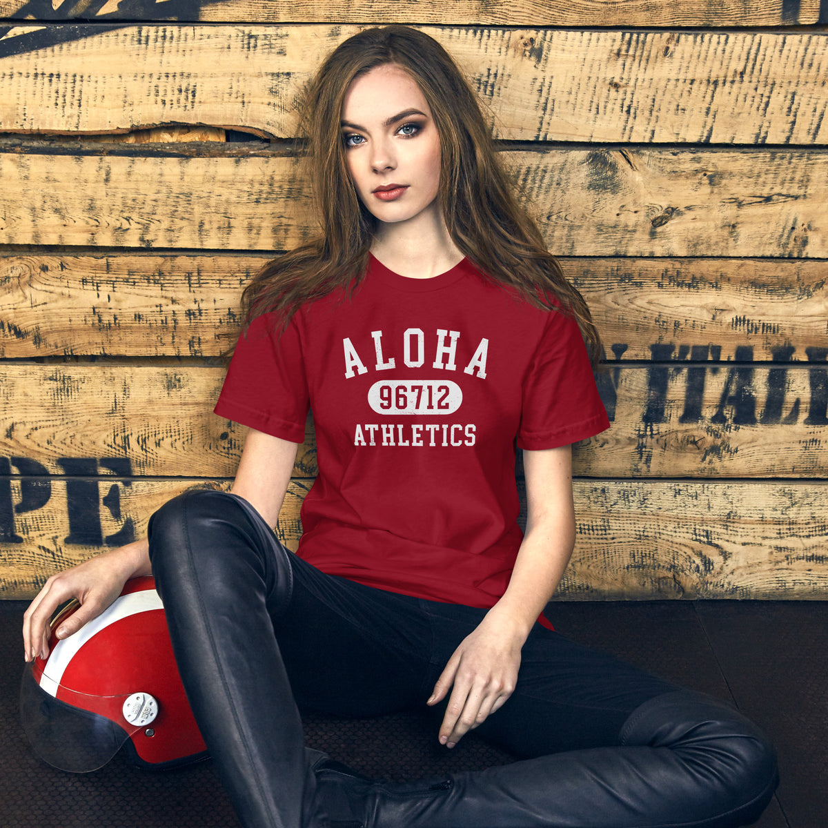 Aloha Hawaii Athletics 96712 vintage graphic, printed on a SodaPop Cool t-shirt.