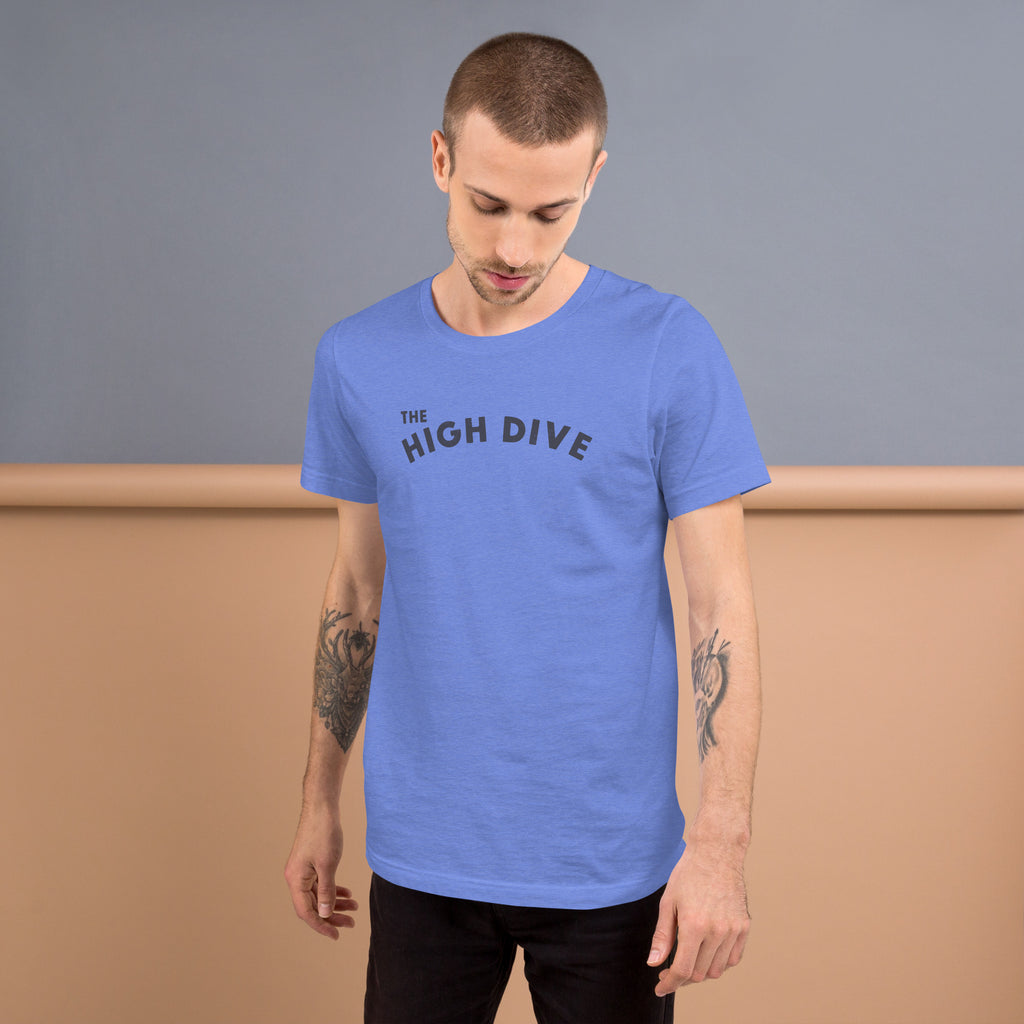 The High Dive vintage graphic, printed on a SodaPop Cool t-shirt.