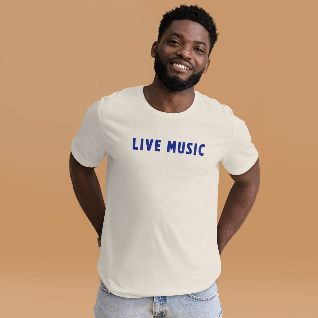 Live Music vintage graphic, printed on a SodaPop Cool t-shirt.