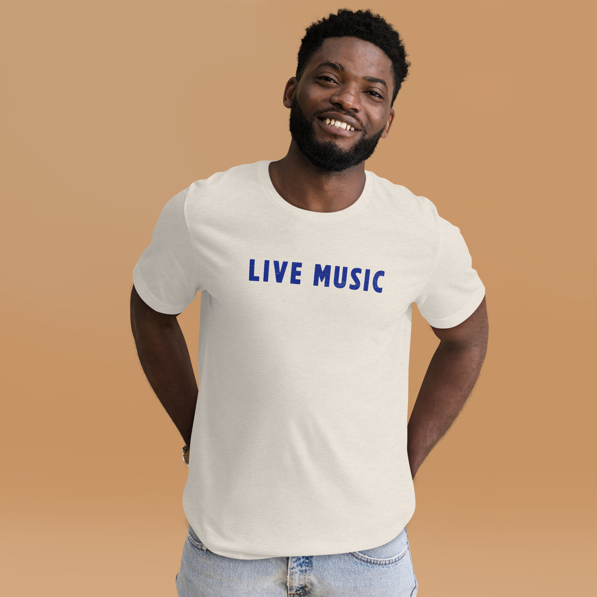 Live Music vintage graphic, printed on a SodaPop Cool t-shirt.