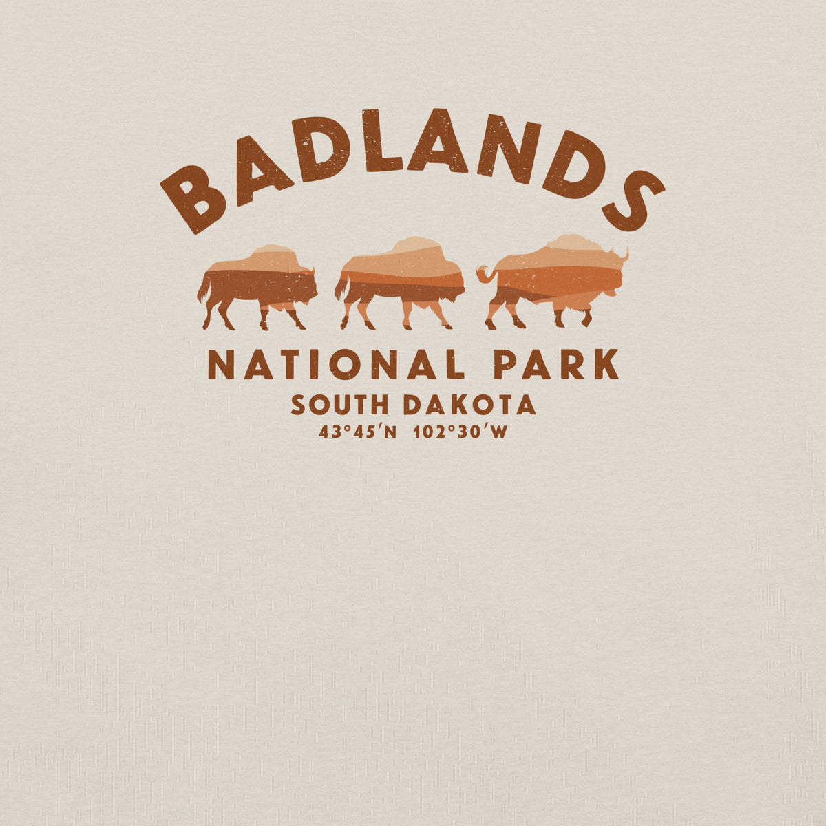 Badlands National Park South Dakota Bison vintage graphic, printed on a SodaPop Cool t-shirt.