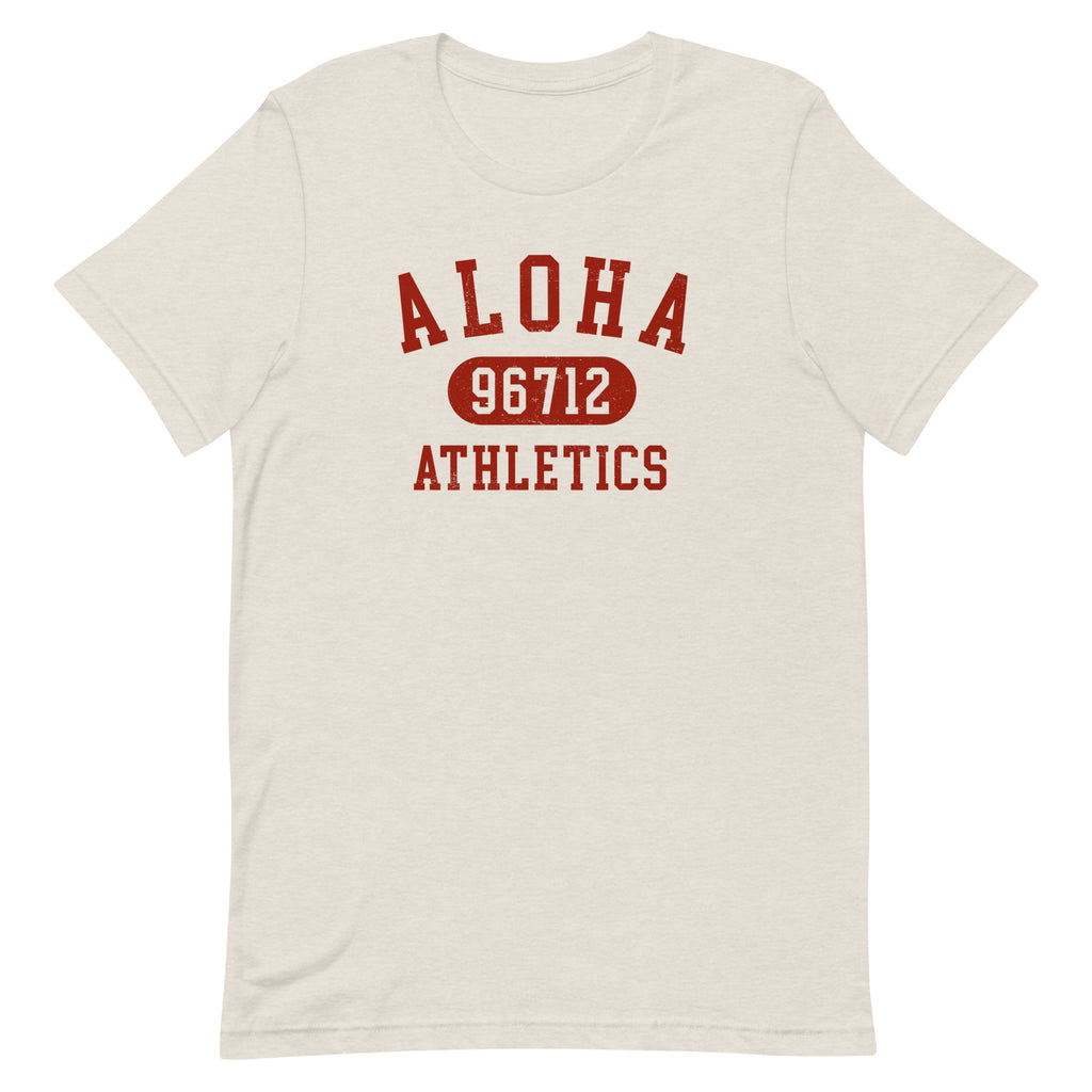 Aloha Hawaii Athletics 96712 vintage graphic, printed on a SodaPop Cool t-shirt.
