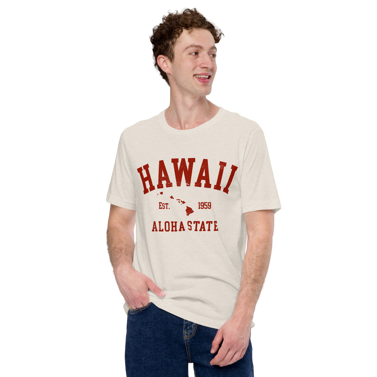 Aloha State of Hawaii vintage graphic, printed on a SodaPop Cool t-shirt.