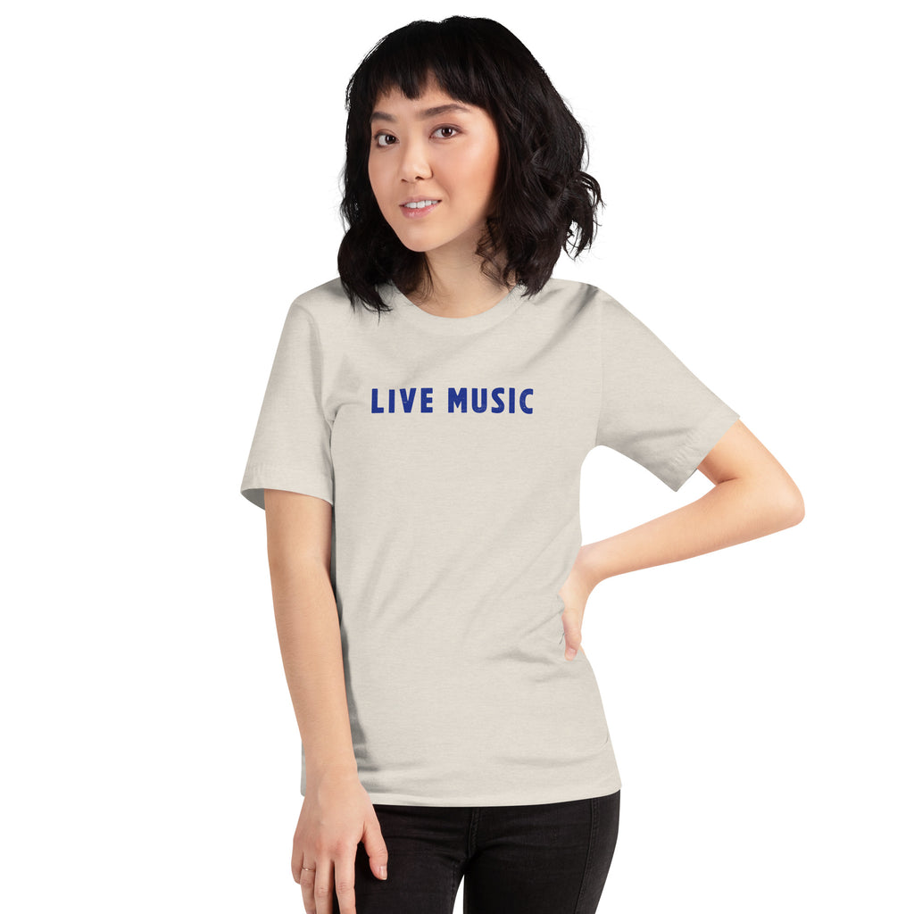 Live Music vintage graphic, printed on a SodaPop Cool t-shirt.