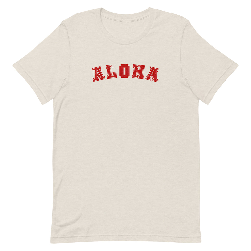 Aloha Hawaii Block vintage graphic, printed on a SodaPop Cool t-shirt.