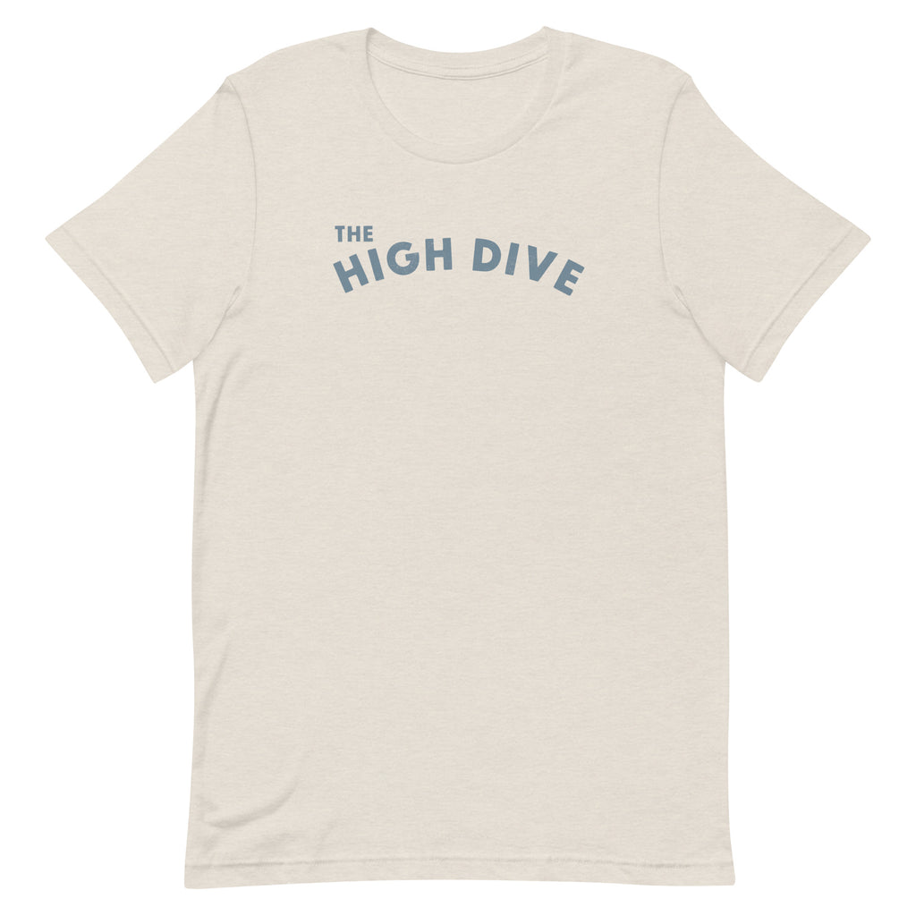 The High Dive vintage graphic, printed on a SodaPop Cool t-shirt.