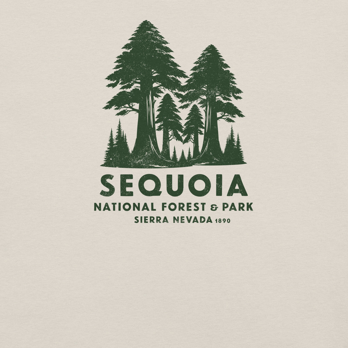 Sequoia Forest & Park California vintage graphic, printed on a SodaPop Cool t-shirt.