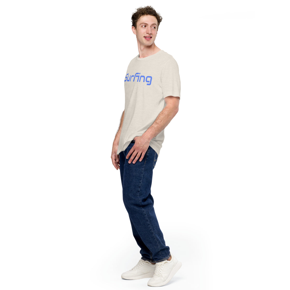 Surfing vintage graphic, printed on a SodaPop Cool t-shirt.
