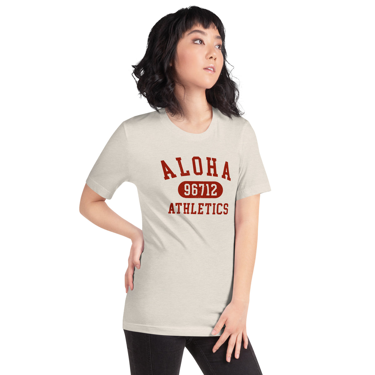 Aloha Hawaii Athletics 96712 vintage graphic, printed on a SodaPop Cool t-shirt.