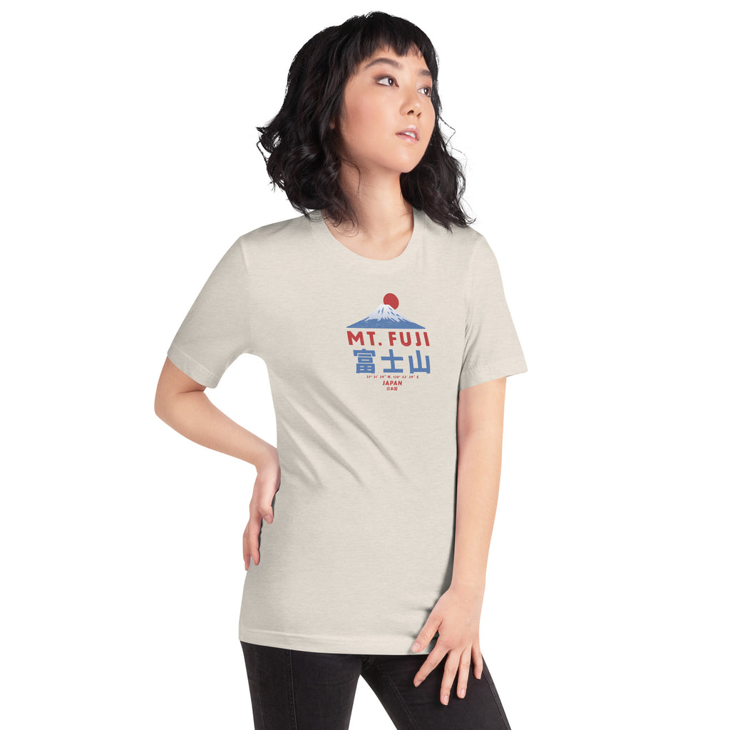 Mt. Fuji Japan vintage graphic, printed on a SodaPop Cool t-shirt.