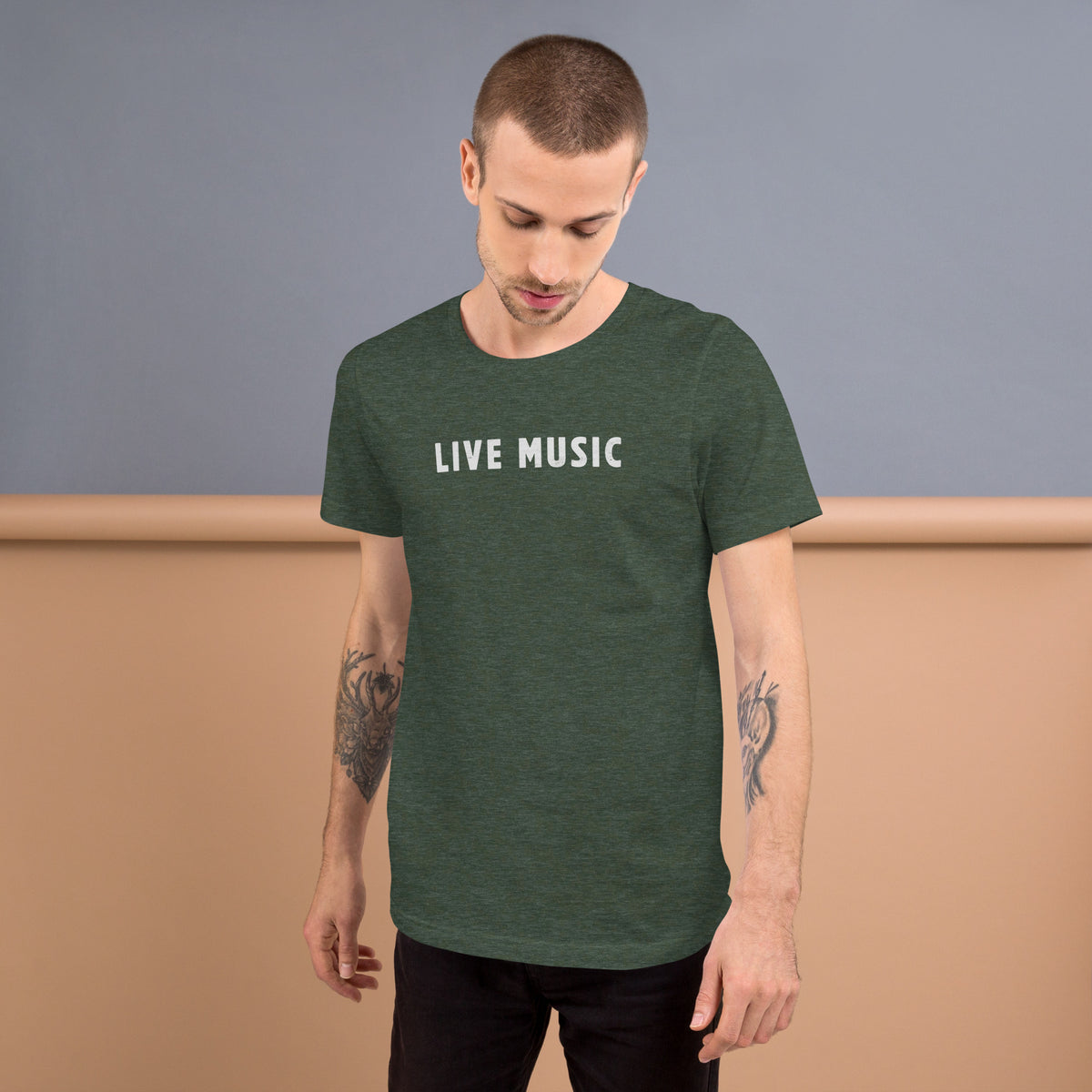 Live Music vintage graphic, printed on a SodaPop Cool t-shirt.