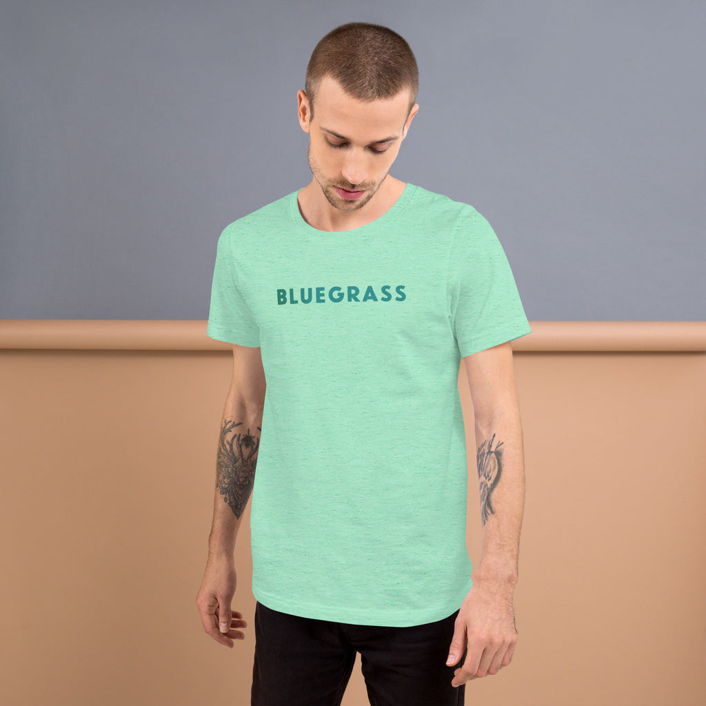 Bluegrass vintage graphic, printed on a SodaPop Cool t-shirt.