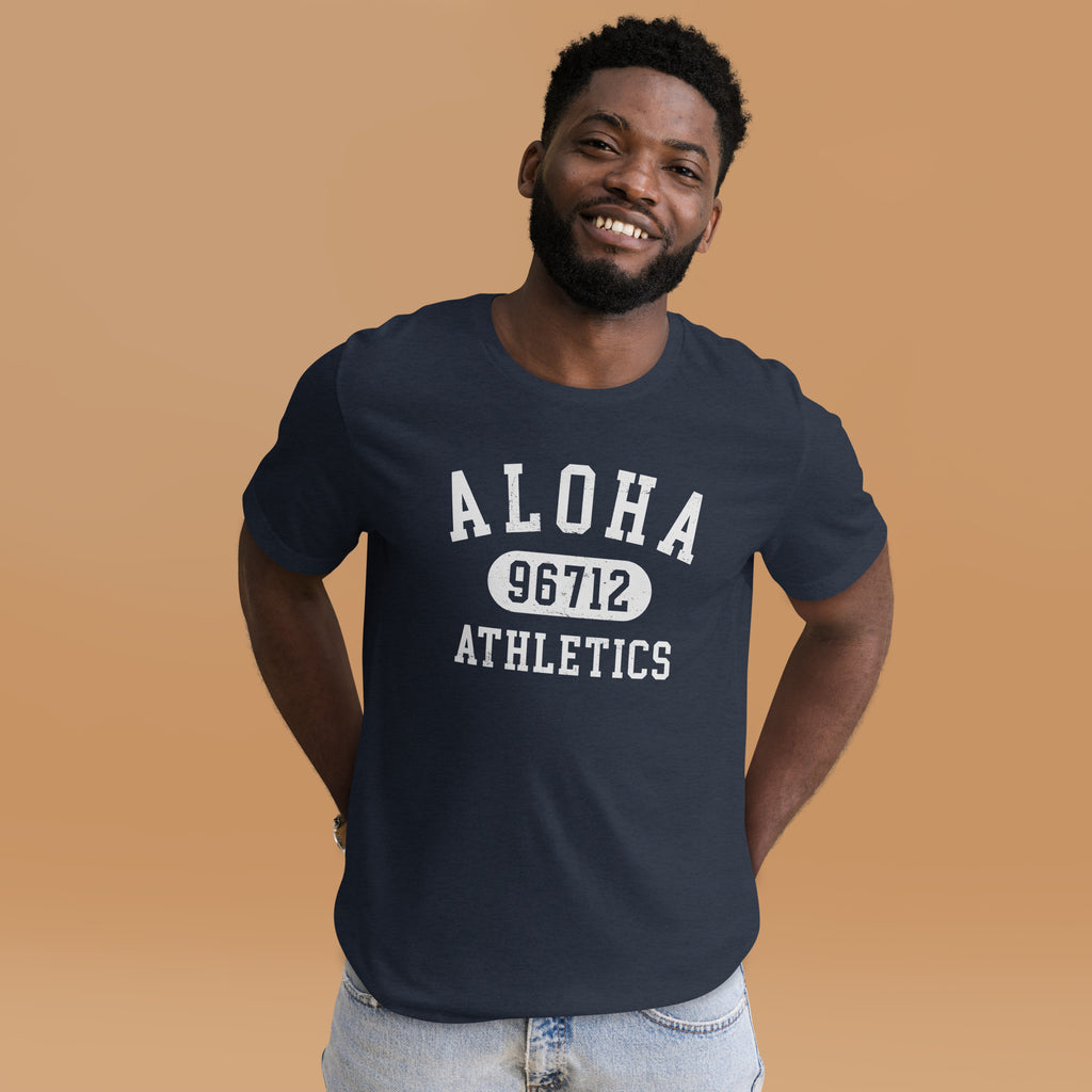 Aloha Hawaii Athletics 96712 vintage graphic, printed on a SodaPop Cool t-shirt.