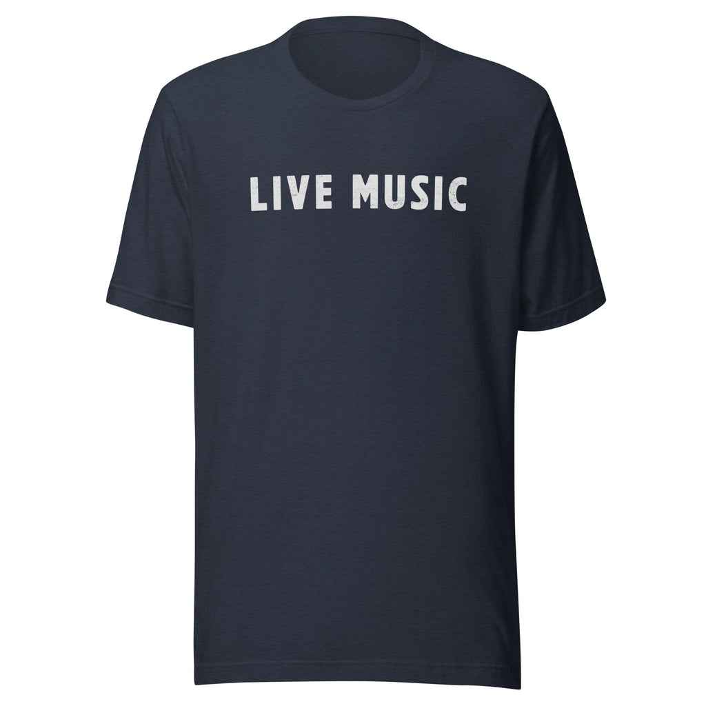 Live Music vintage graphic, printed on a SodaPop Cool t-shirt.