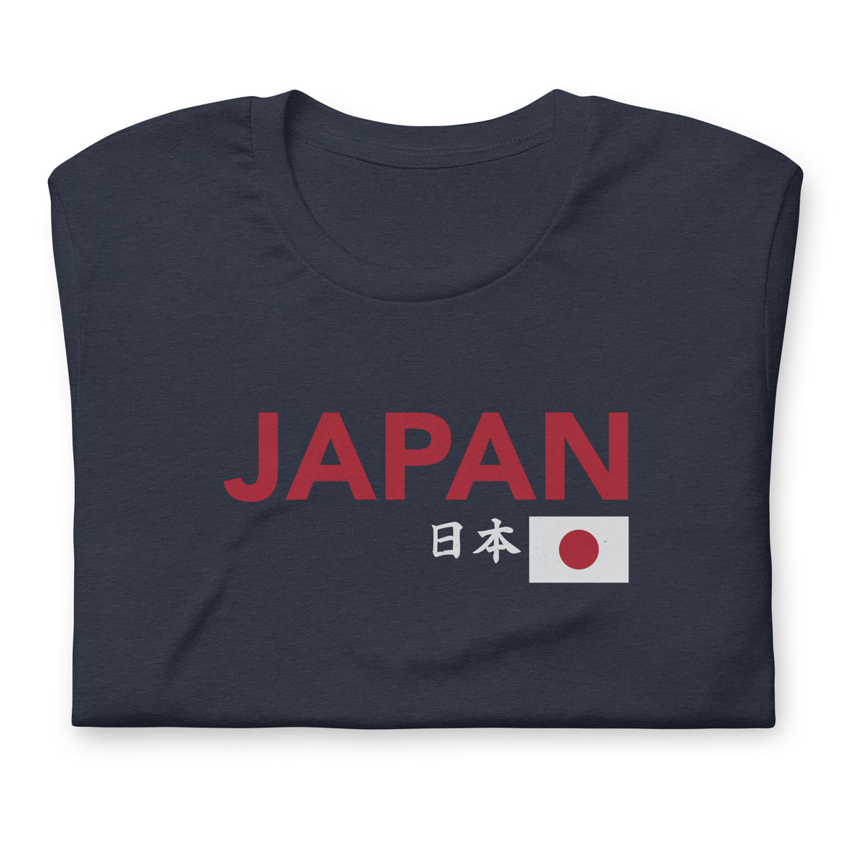 Japanese flag with "Japan" in both Japanese and English classic type, printed on a SodaPop Cool t-shirt.