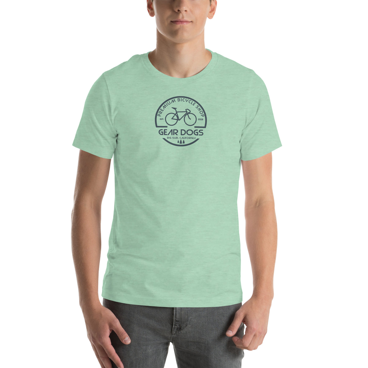Gear Dogs Bike Shop Big Sur vintage graphic, printed on a SodaPop Cool t-shirt.
