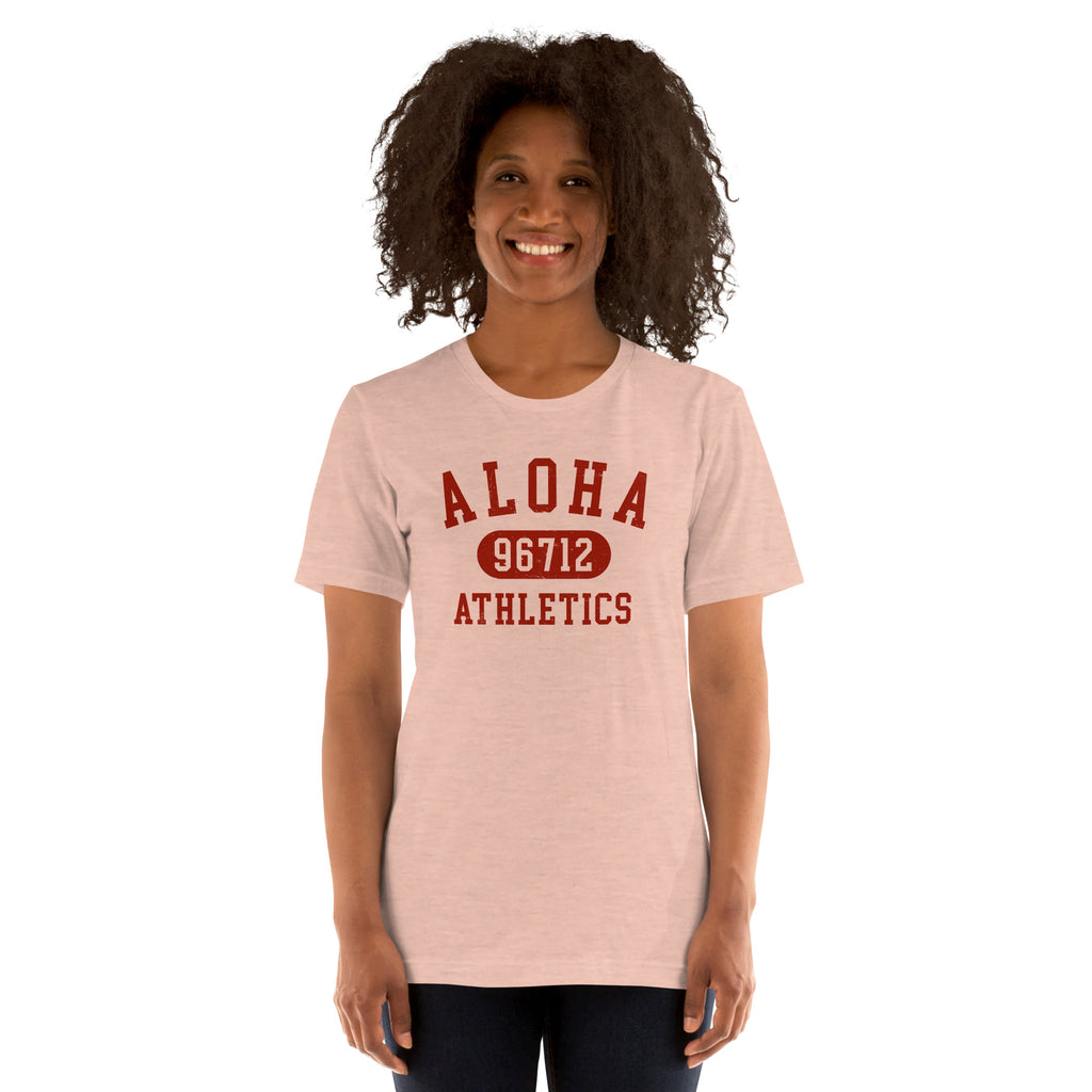Aloha Hawaii Athletics 96712 vintage graphic, printed on a SodaPop Cool t-shirt.