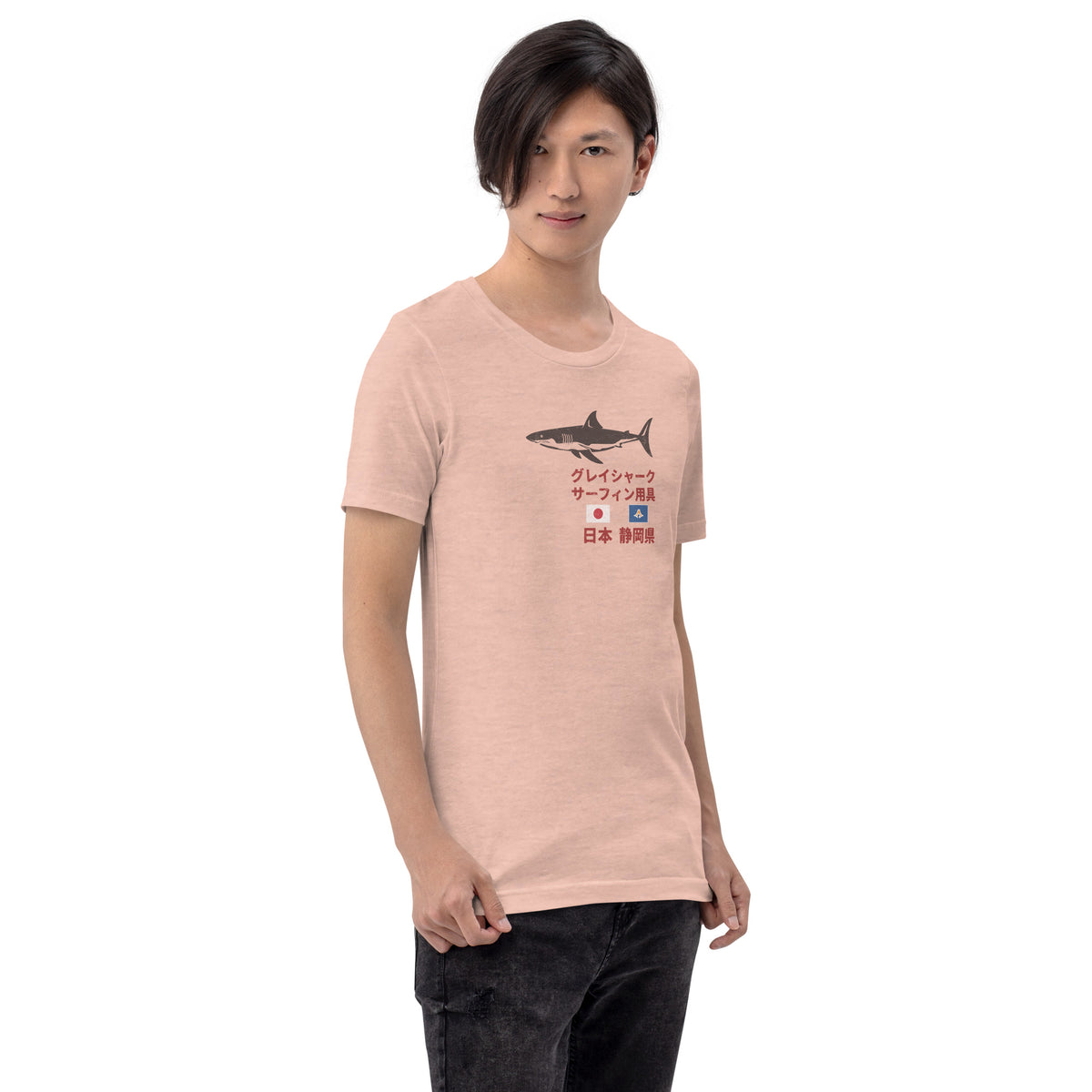 Grey Shark Surfing Society Japan vintage graphic, printed on a SodaPop Cool t-shirt.