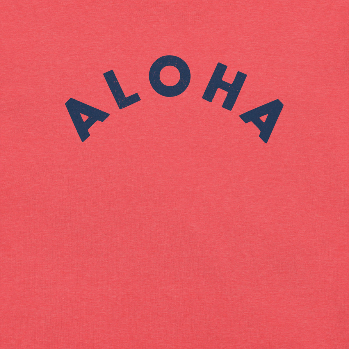 "Aloha" in clean vintage Hawaiian lettering, printed on a SodaPop Cool t-shirt.