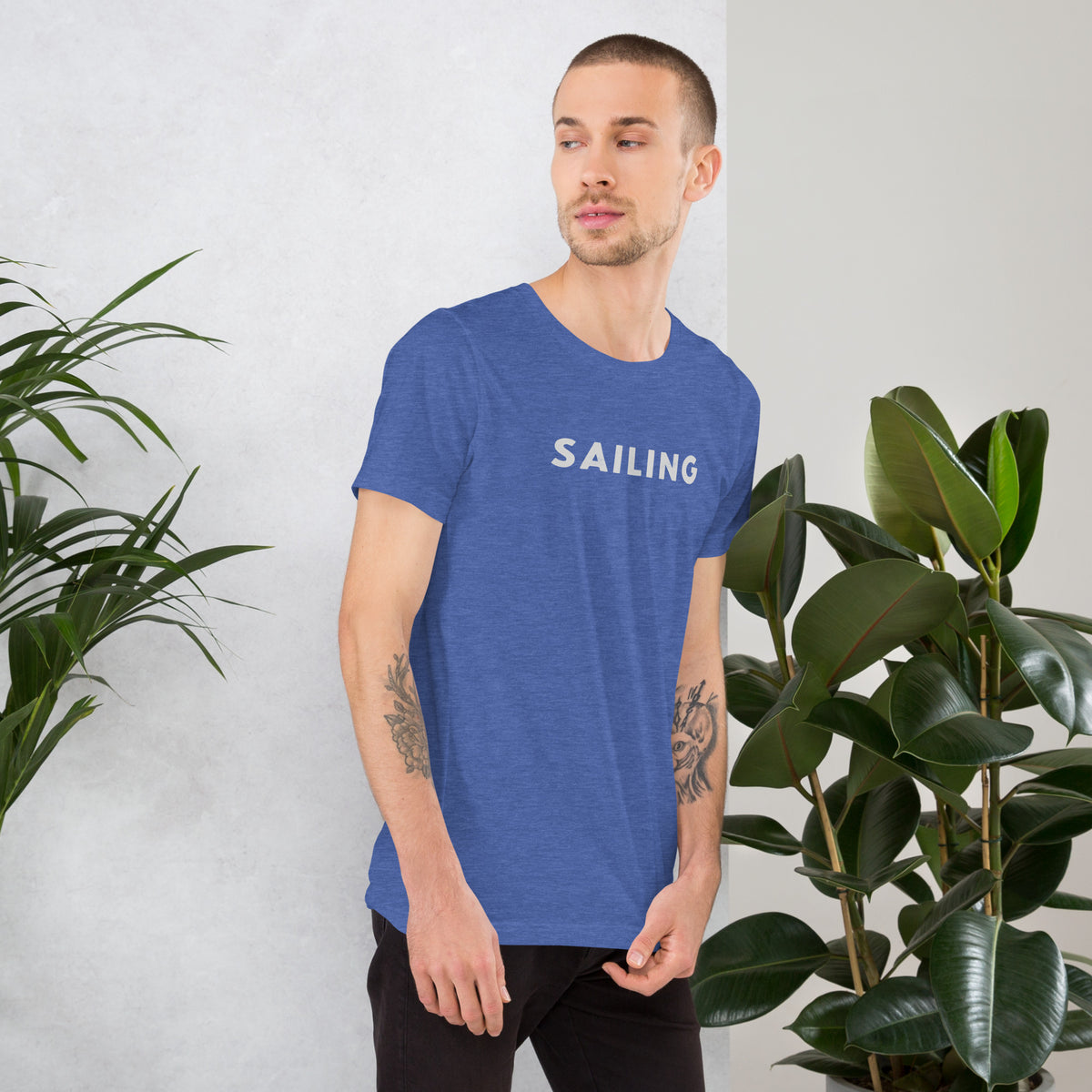 The word "Sailing" in clean vintage lettering, printed on a SodaPop Cool t-shirt.