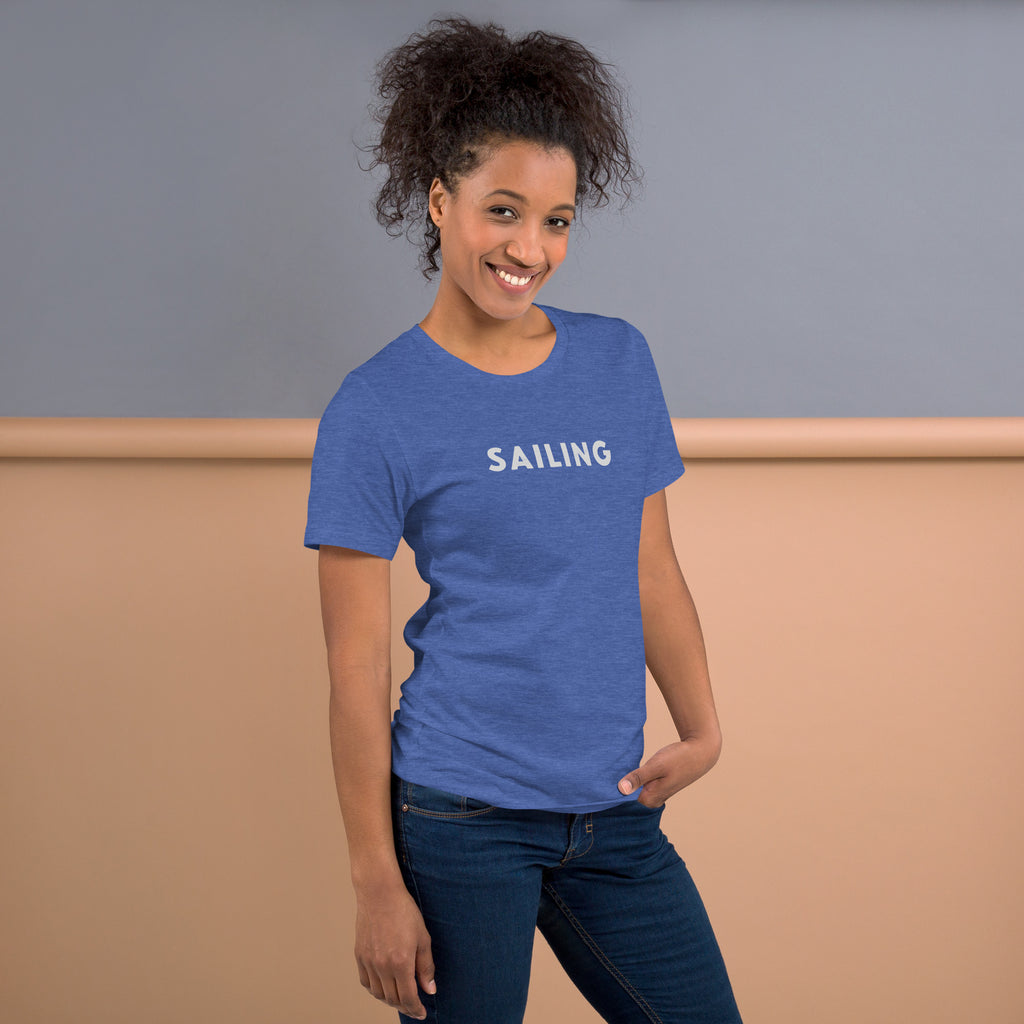 The word "Sailing" in clean vintage lettering, printed on a SodaPop Cool t-shirt.