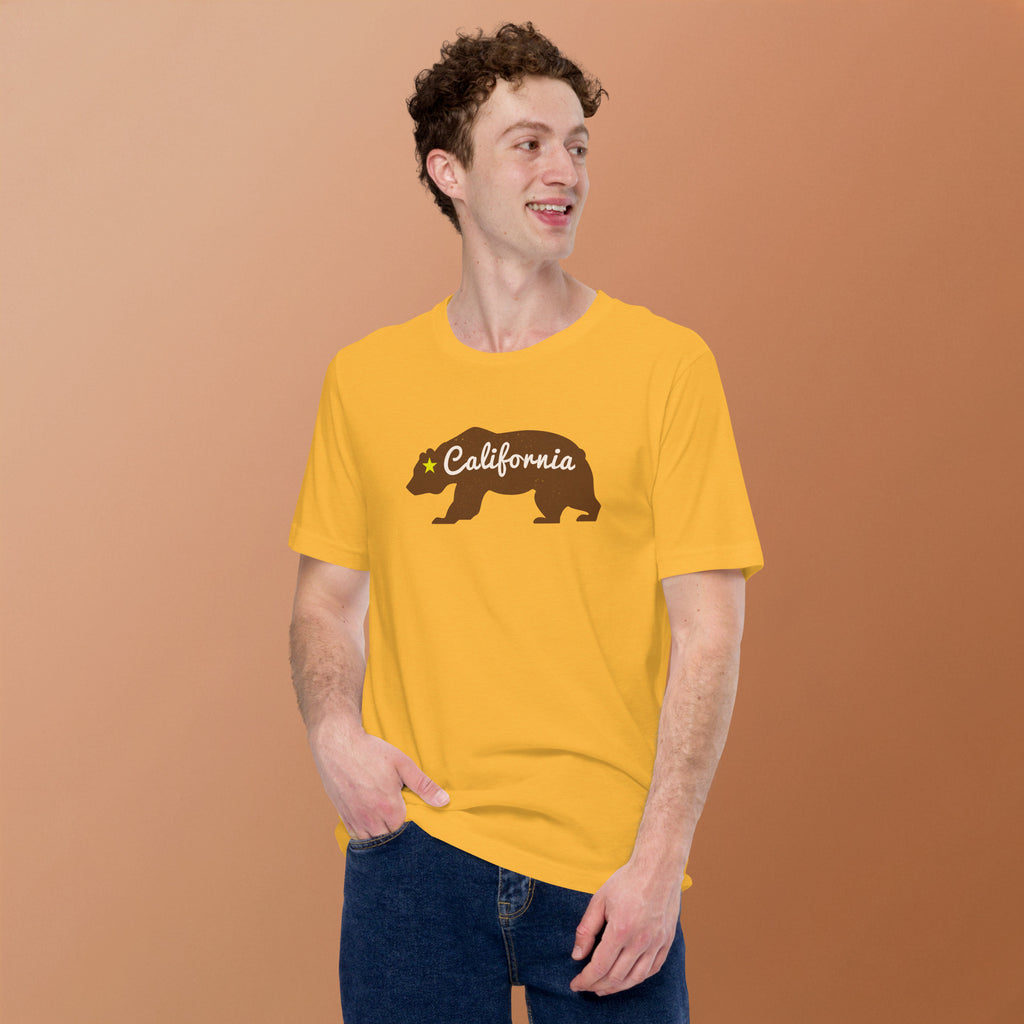 California state bear with a single star, classic vintage styling, printed on a SodaPop Cool t-shirt.