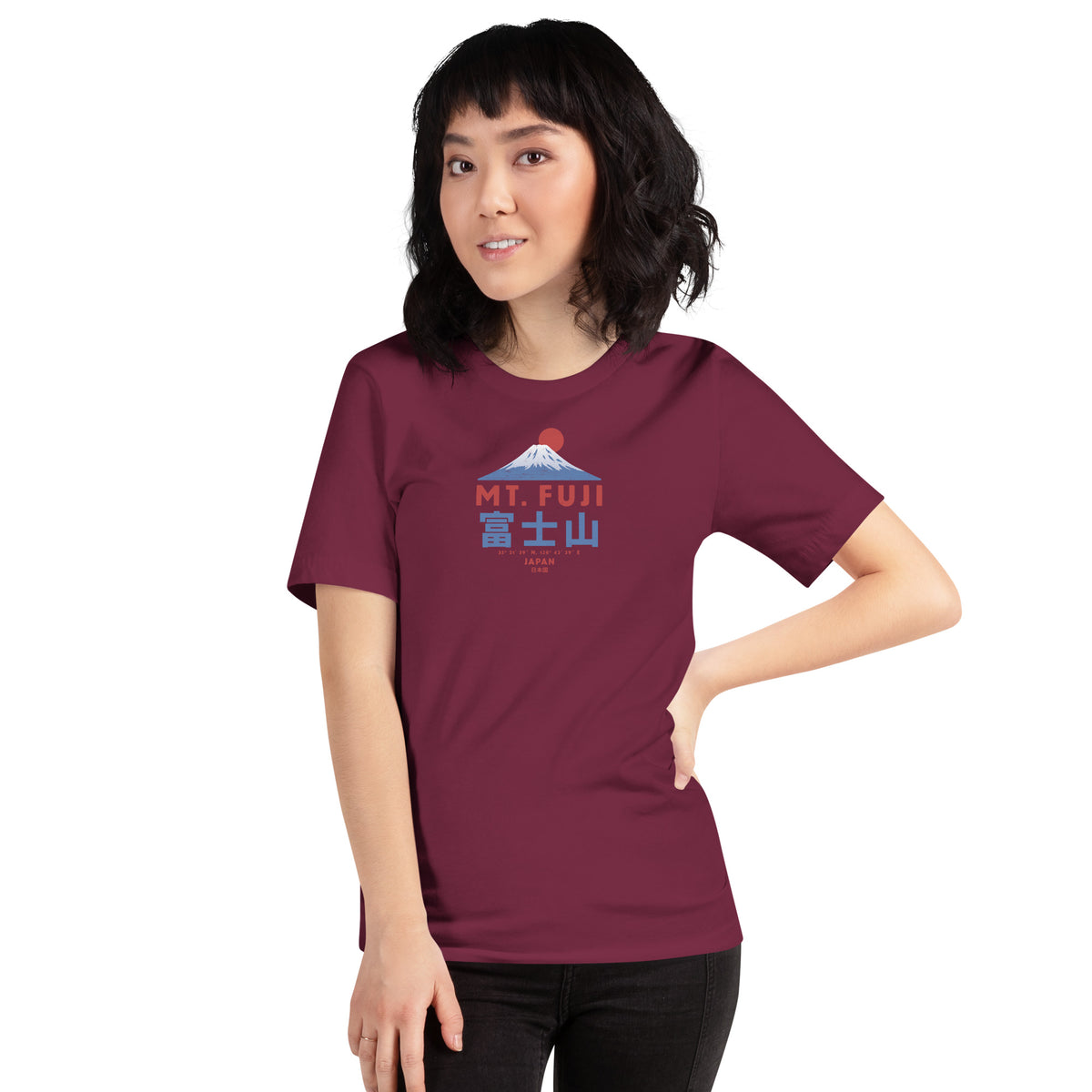 Mt. Fuji Japan vintage graphic, printed on a SodaPop Cool t-shirt.