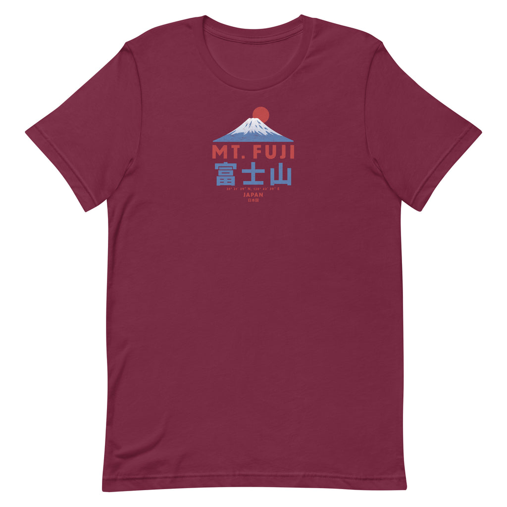 Mt. Fuji Japan vintage graphic, printed on a SodaPop Cool t-shirt.