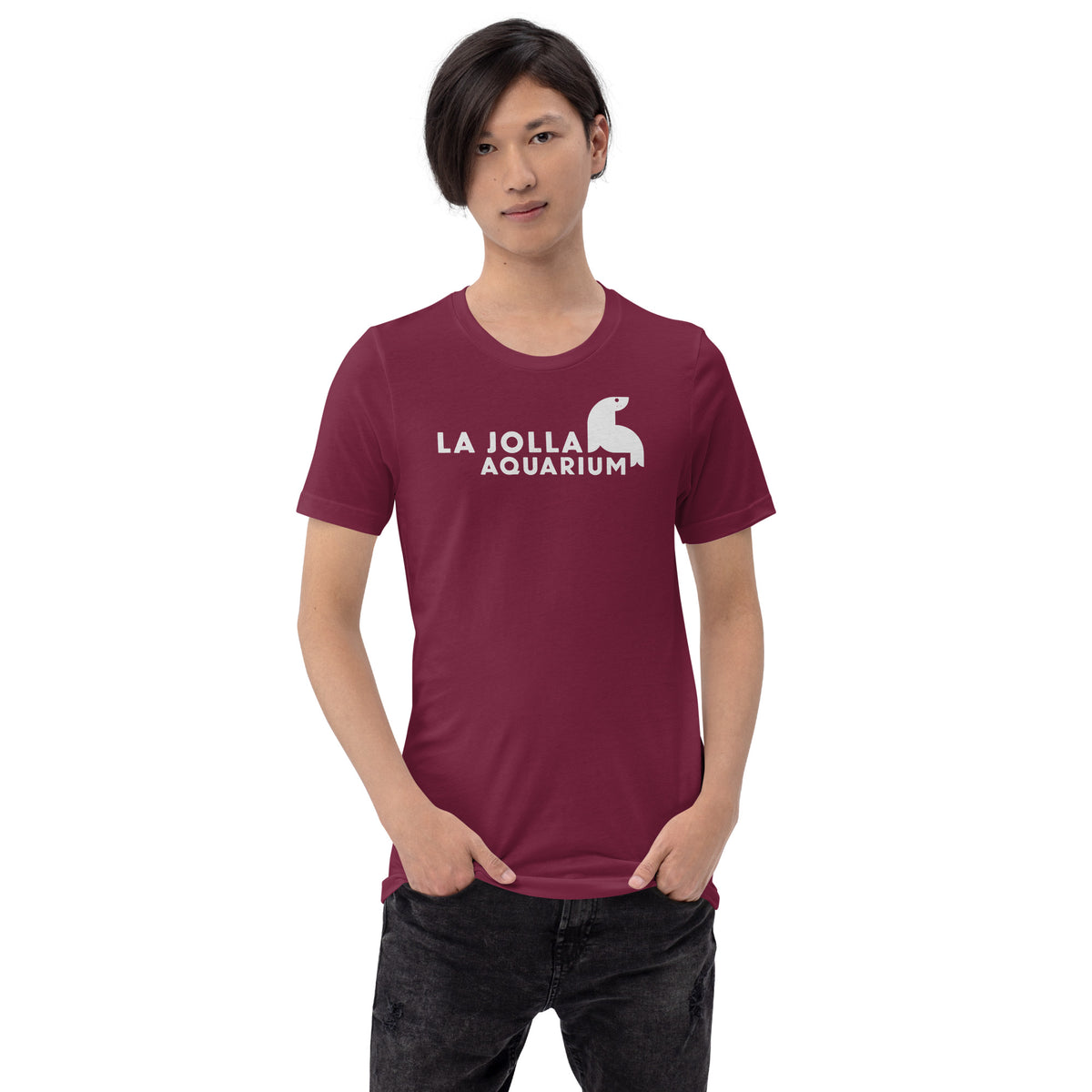 La Jolla Aquarium vintage graphic, printed on a SodaPop Cool t-shirt.