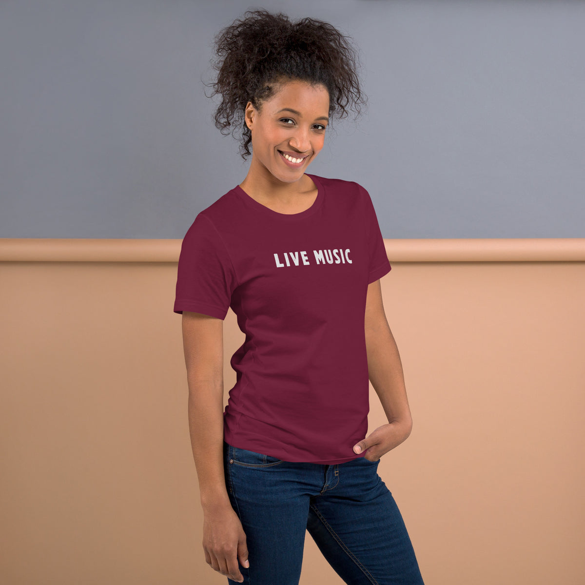 Live Music vintage graphic, printed on a SodaPop Cool t-shirt.