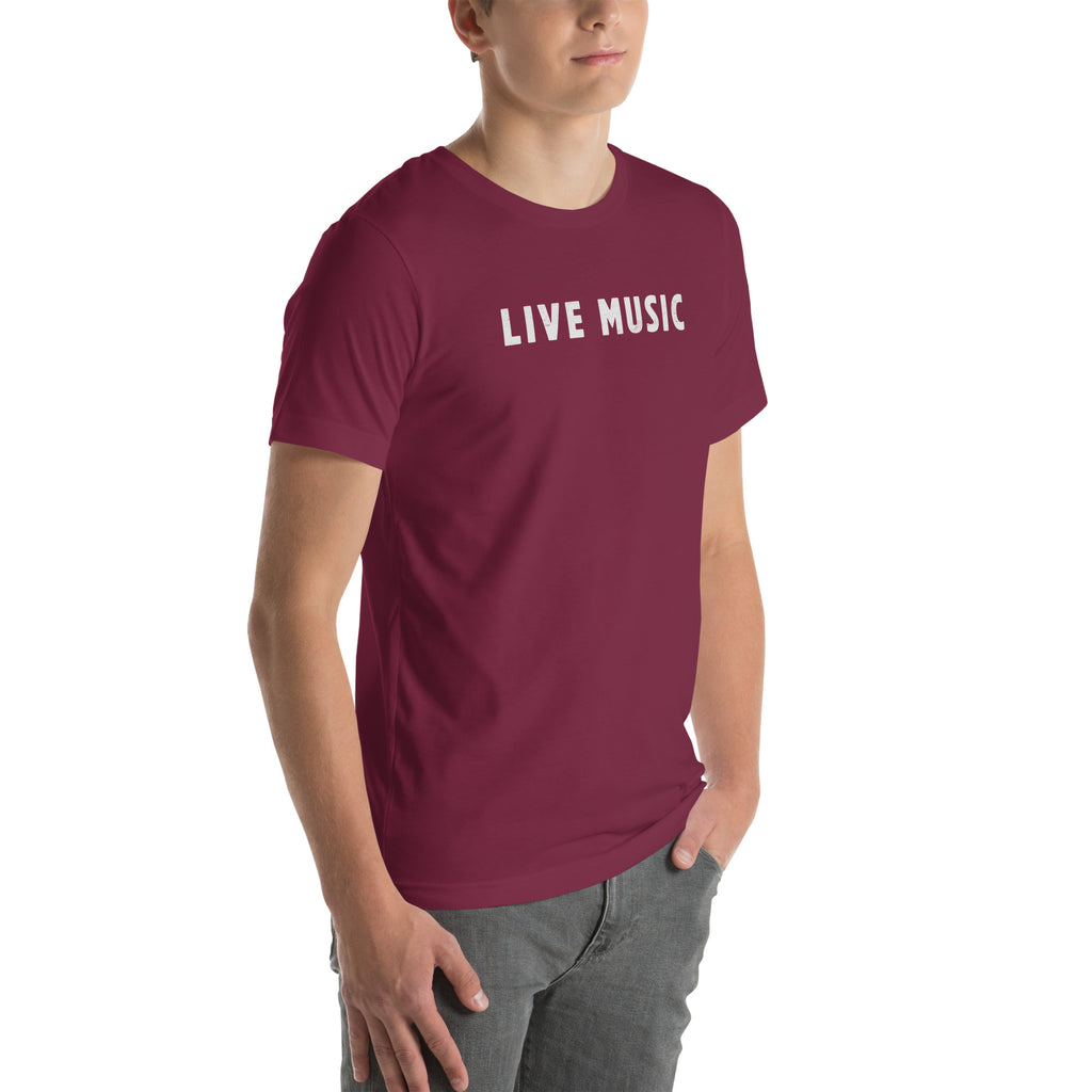 Live Music vintage graphic, printed on a SodaPop Cool t-shirt.