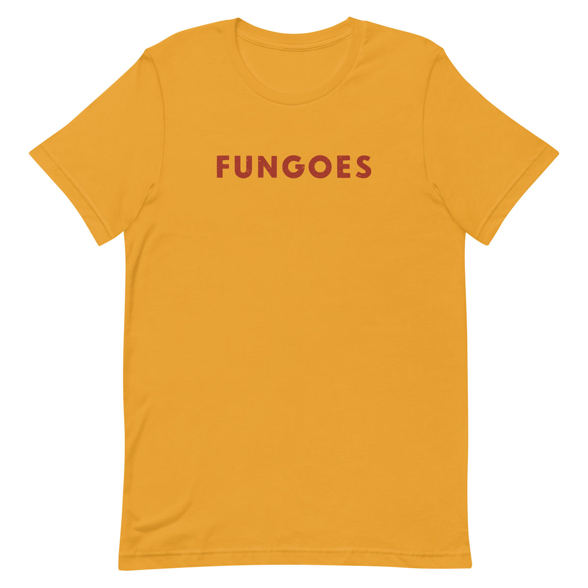 "Fungoes" in simple vintage baseball lettering, printed on a SodaPop Cool t-shirt.