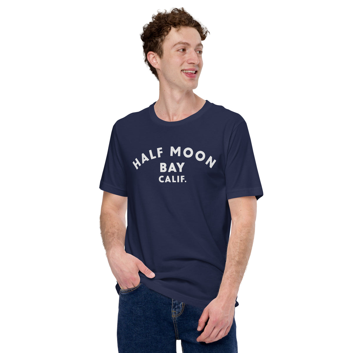 Half Moon Bay California vintage graphic, printed on a SodaPop Cool t-shirt.