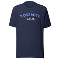 "Yosemite National Park" in vintage park-service lettering, printed on a SodaPop Cool t-shirt.