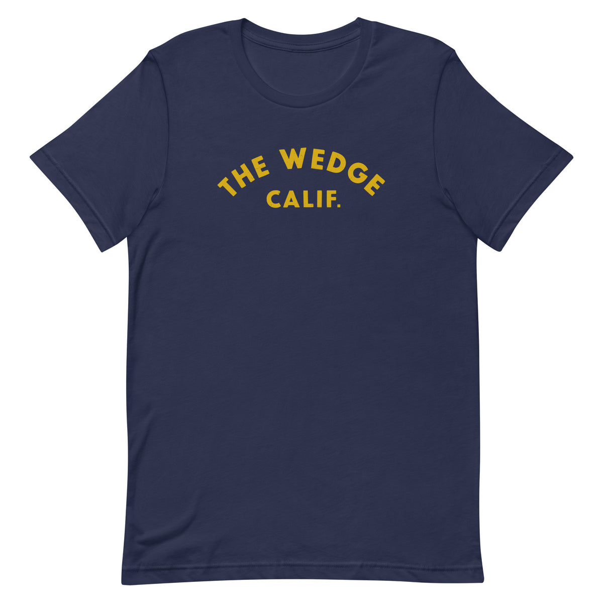 "The Wedge" in classic California surf lettering, printed on a SodaPop Cool t-shirt.