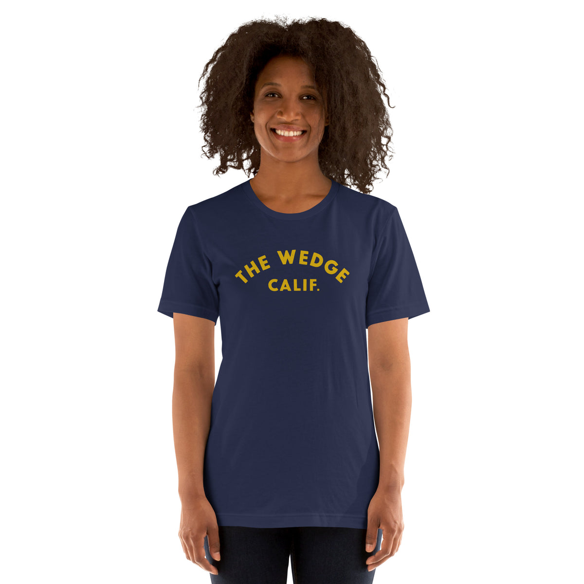 "The Wedge" in classic California surf lettering, printed on a SodaPop Cool t-shirt.