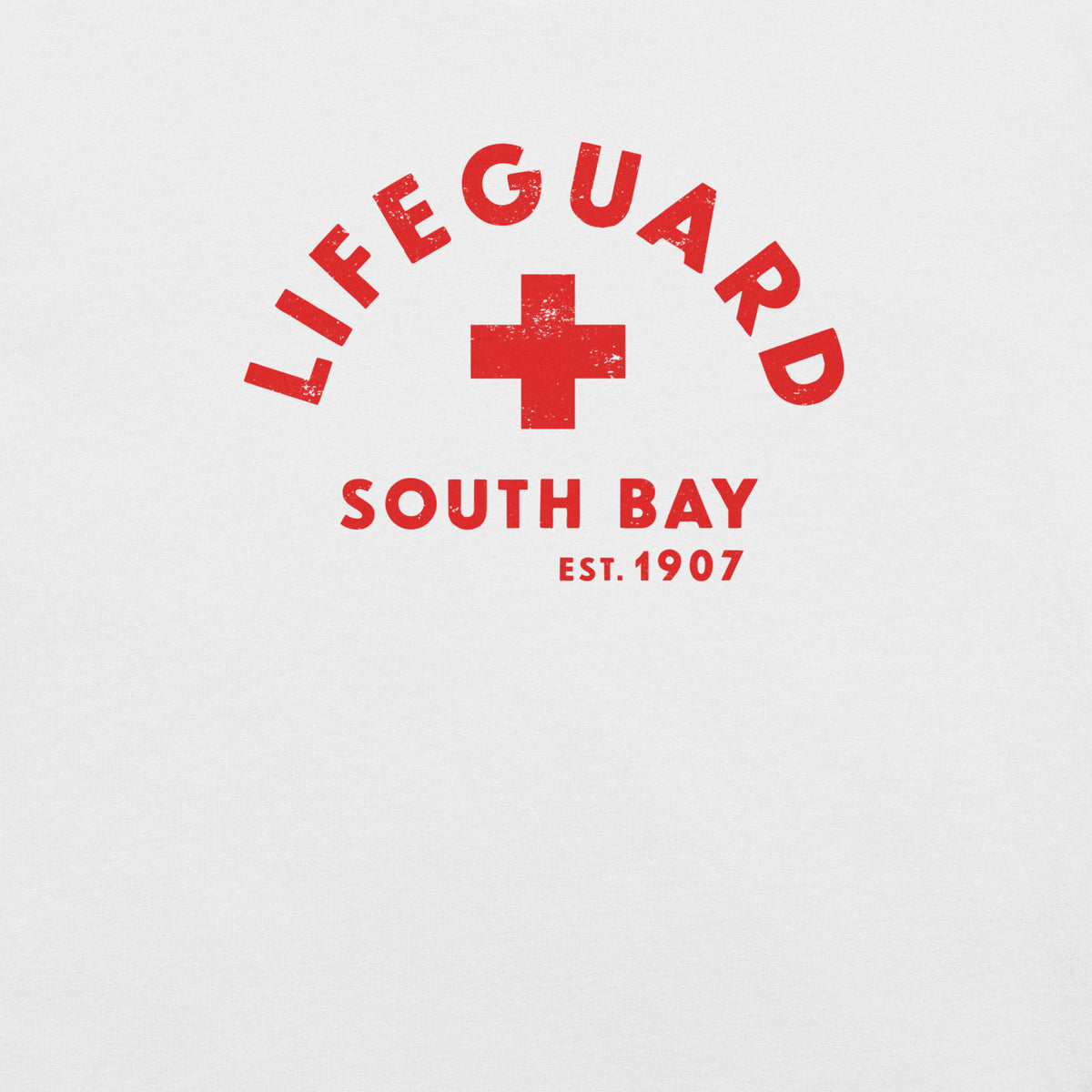Lifeguard South Bay California 1907 vintage graphic, printed on a SodaPop Cool t-shirt.