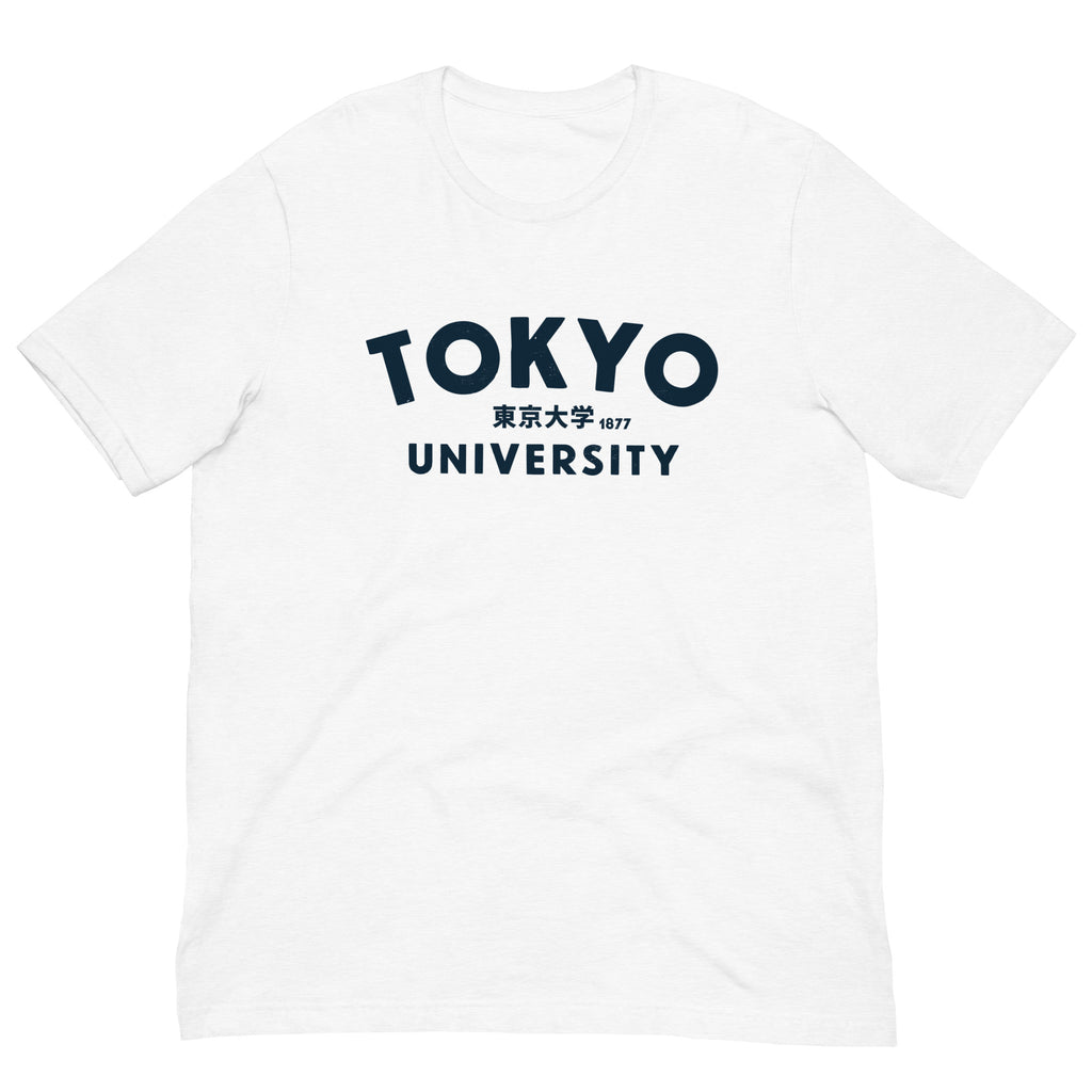 "Tokyo University" in classic collegiate lettering with Japanese script, printed on a SodaPop Cool t-shirt.