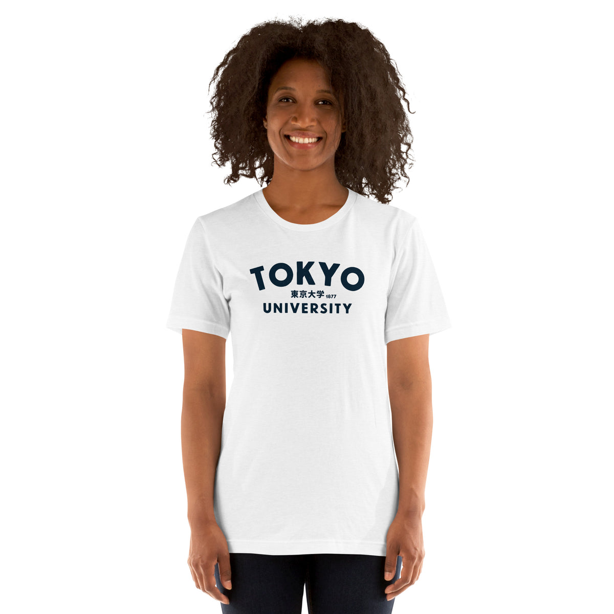 "Tokyo University" in classic collegiate lettering with Japanese script, printed on a SodaPop Cool t-shirt.
