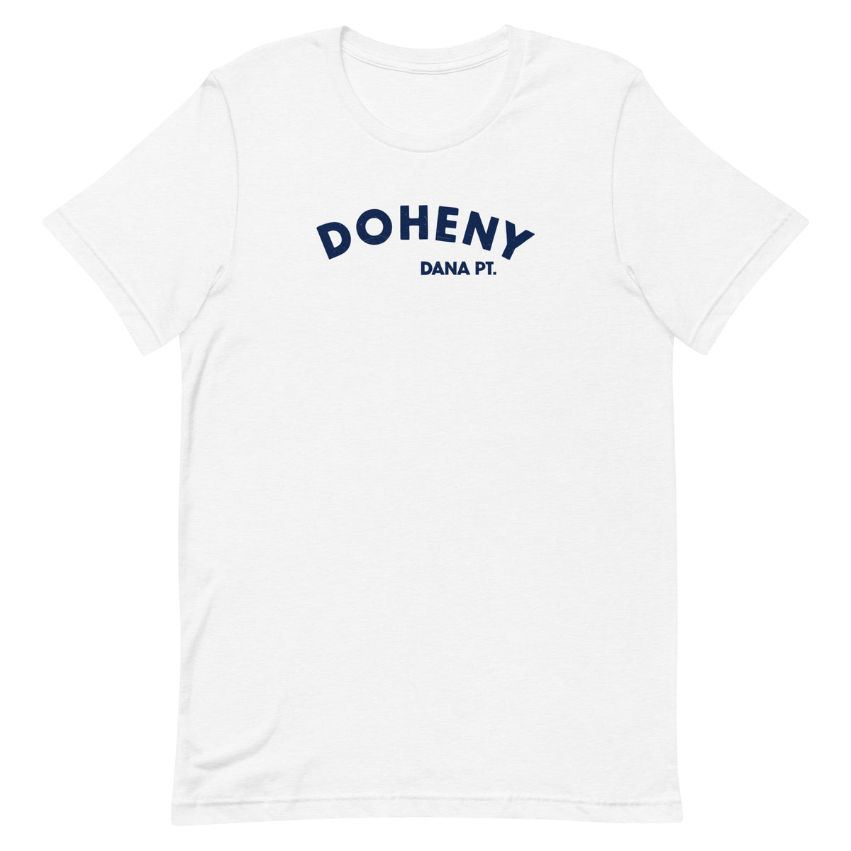 "Doheny Dana Point" in vintage California surf lettering, printed on a SodaPop Cool t-shirt.