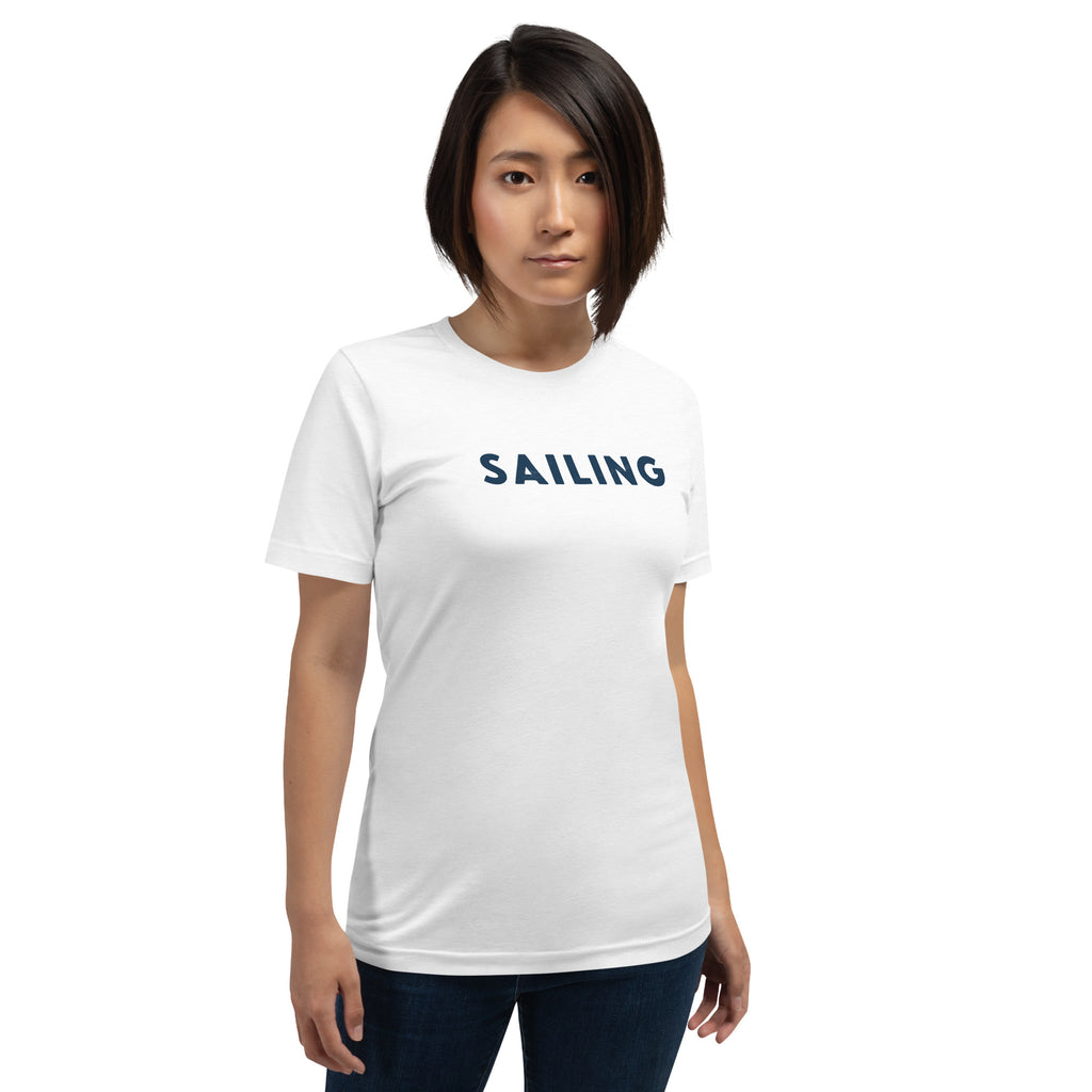 The word "Sailing" in clean vintage lettering, printed on a SodaPop Cool t-shirt.