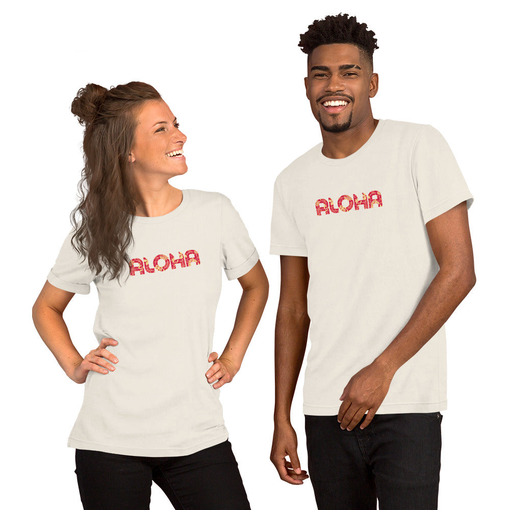 Aloha Hawaii Flowers Print vintage graphic, printed on a SodaPop Cool t-shirt.