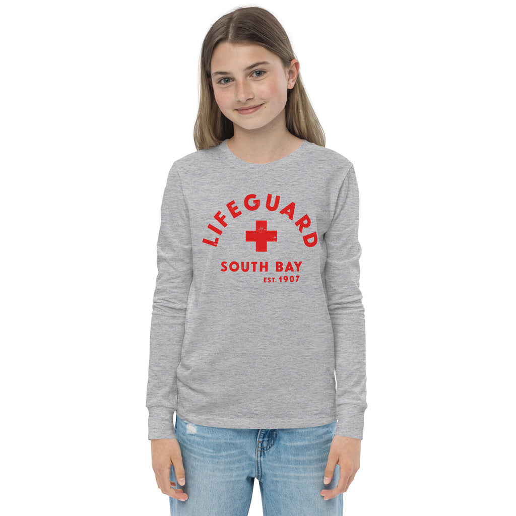 Lifeguard South Bay California 1907 vintage graphic, printed on a SodaPop Cool long sleeve tee.