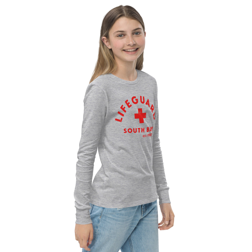 Lifeguard South Bay California 1907 vintage graphic, printed on a SodaPop Cool long sleeve tee.