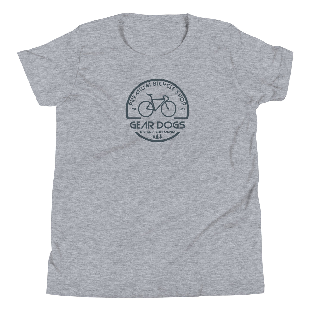 Gear Dogs Bike Shop Big Sur vintage graphic, printed on a SodaPop Cool kids t-shirt.