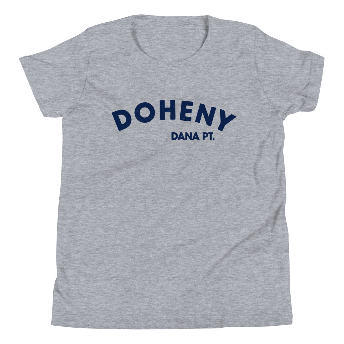 "Doheny Dana Point" in vintage California surf lettering, printed on a SodaPop Cool kids t-shirt.