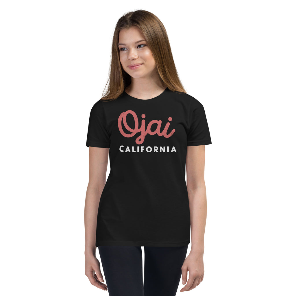 "Ojai California" in classic vintage lettering, printed on a SodaPop Cool kids t-shirt.