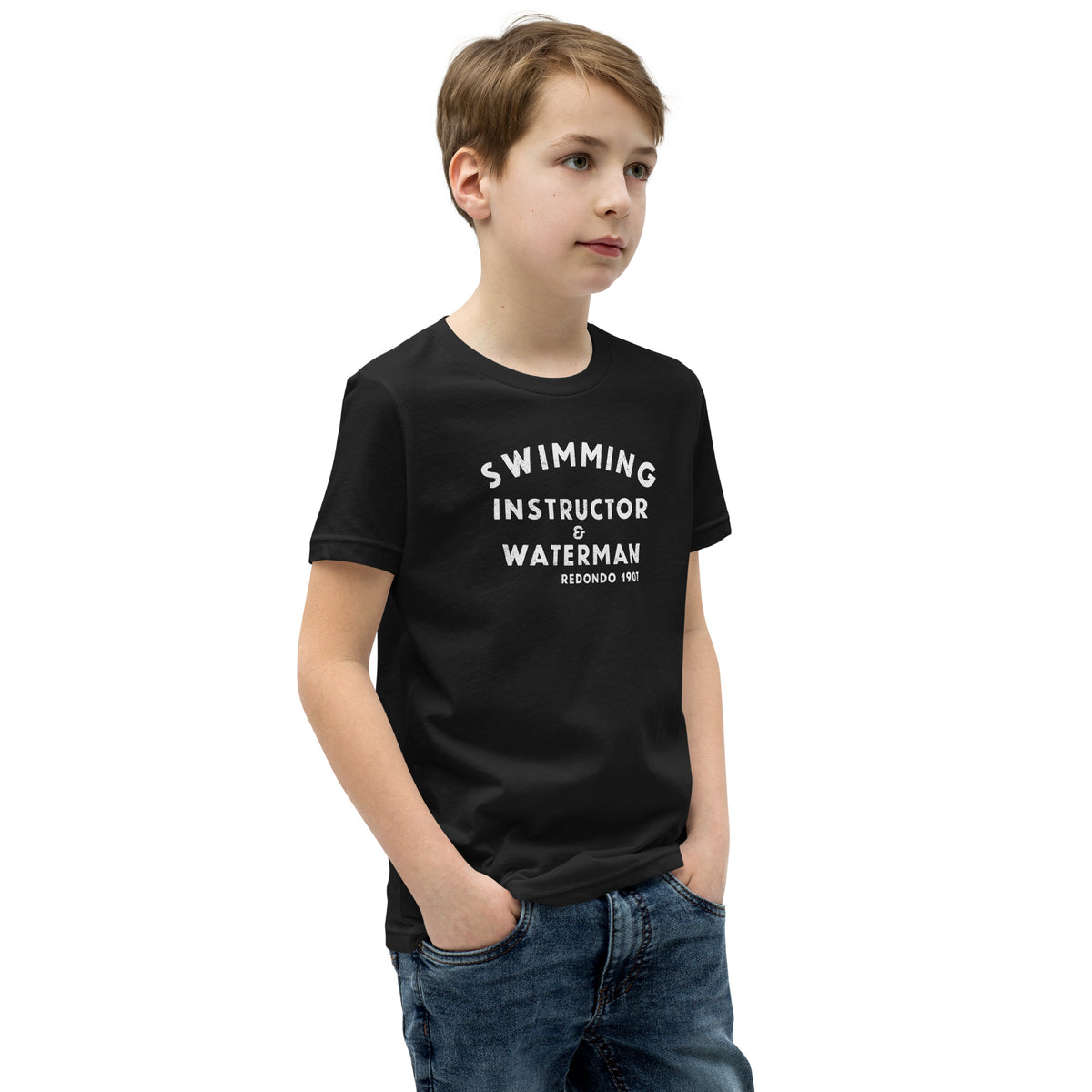 Swimming Instructor & Waterman California vintage graphic, printed on a SodaPop Cool kids t-shirt.