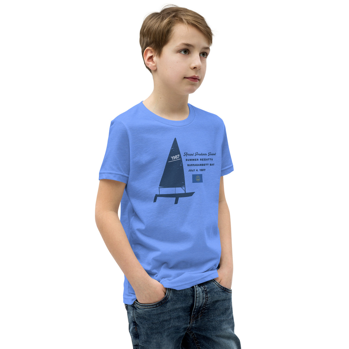 Rhode Island Sailing Prudence vintage graphic, printed on a SodaPop Cool kids t-shirt.