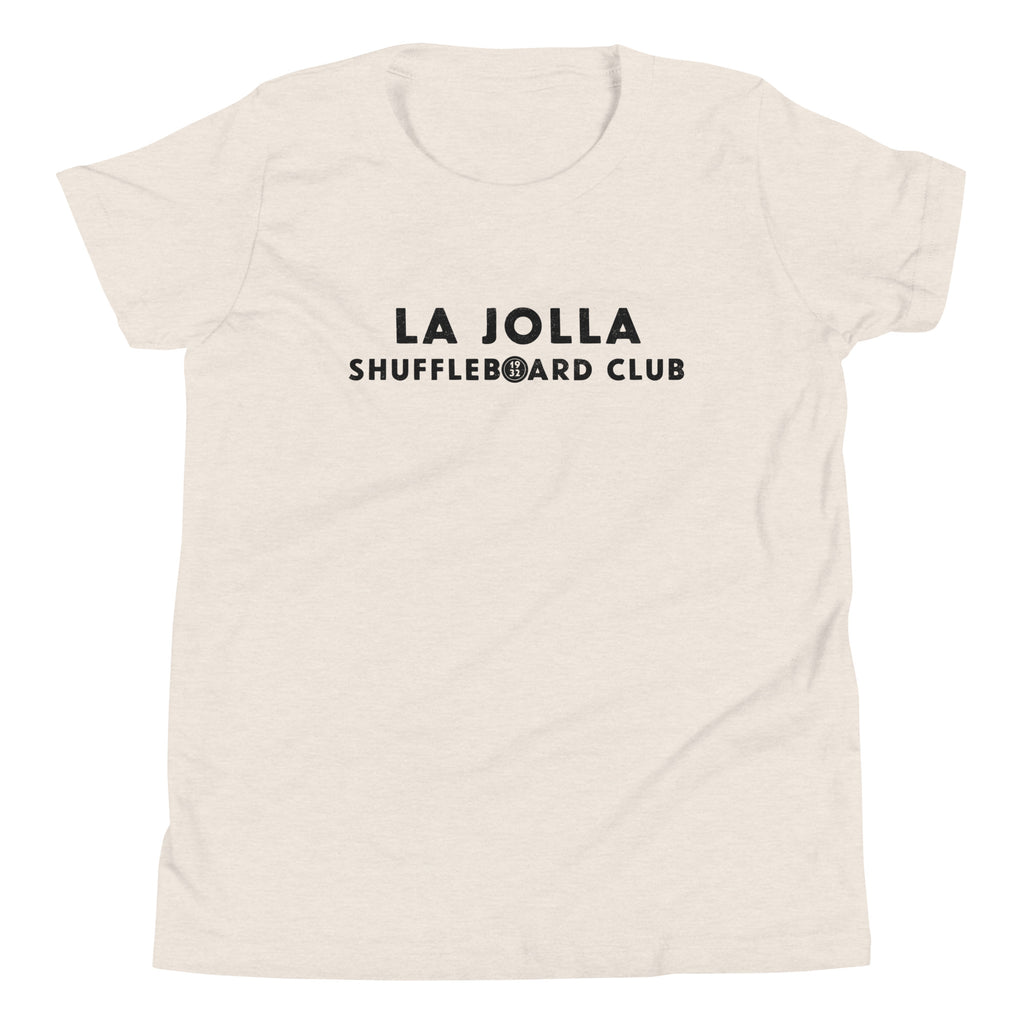 La Jolla Shuffleboard Club 1932 California vintage graphic, printed on a SodaPop Cool kids t-shirt.